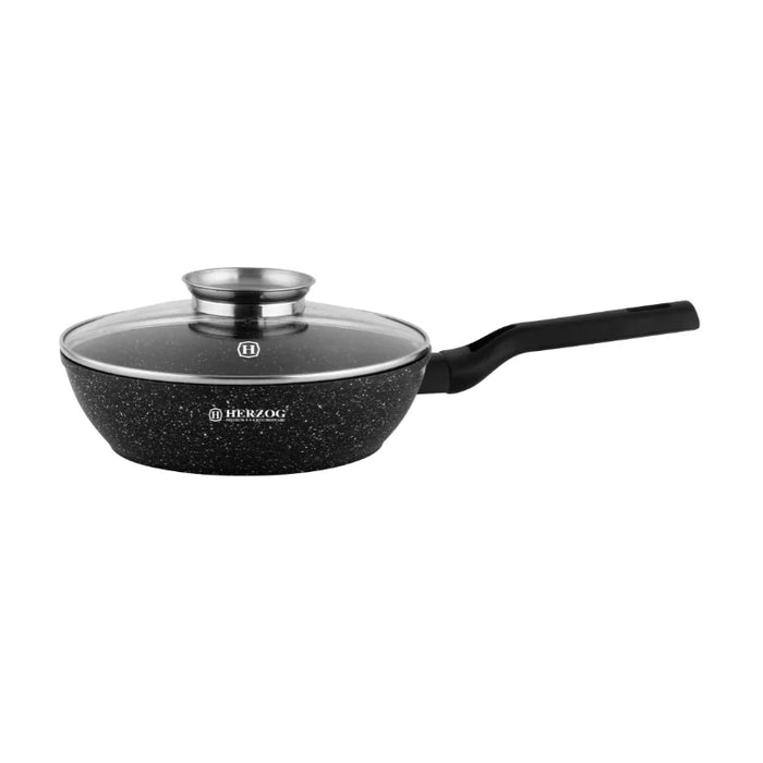 Herzog HR-2610: Sartén para freír de 24 cm con tapa con perilla aromática