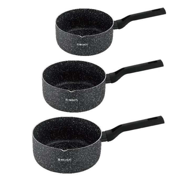 Herzog HR-2622: Olla para salsa/leche recubierta de mármol de 3 piezas con pico vertedor