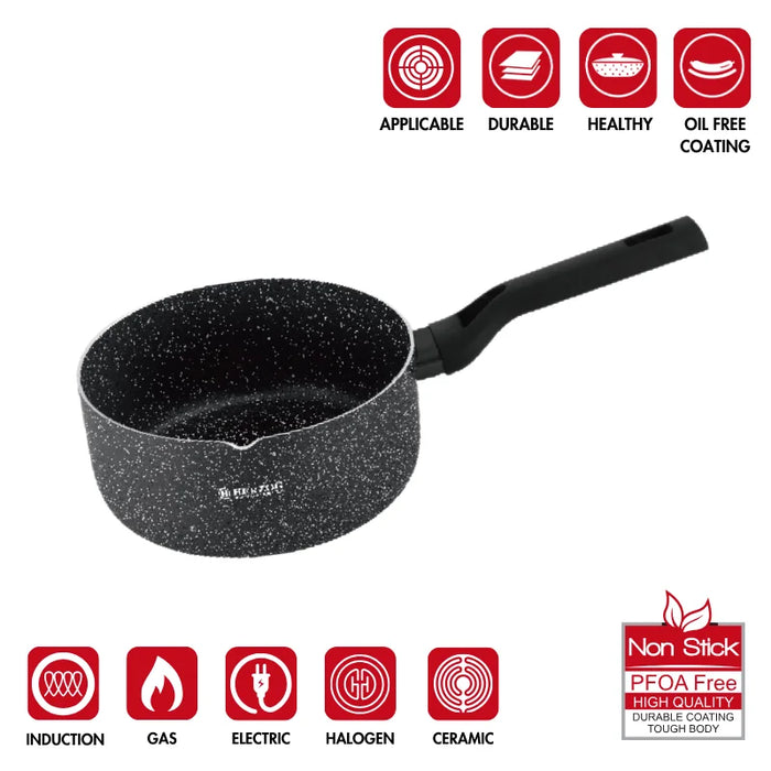 Herzog HR-2622: Olla para salsa/leche recubierta de mármol de 3 piezas con pico vertedor