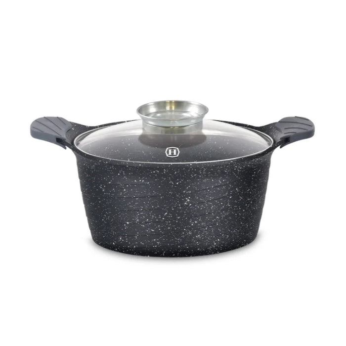 Herzog HR-5221: Cazuela revestida de mármol de 20 cm con pomo aromático - 2,6 L