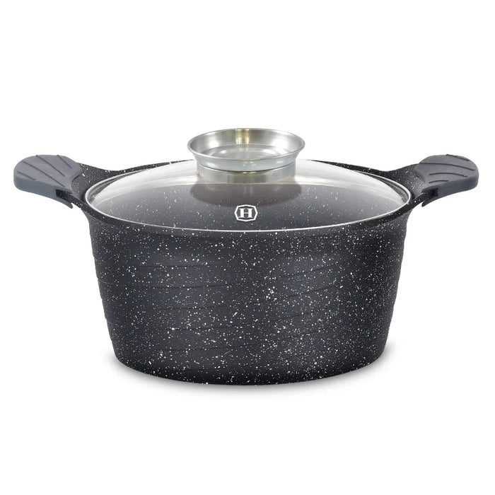 Herzog HR-5223: Cazuela revestida de mármol de 28 cm con pomo aromático - 7,1 L
