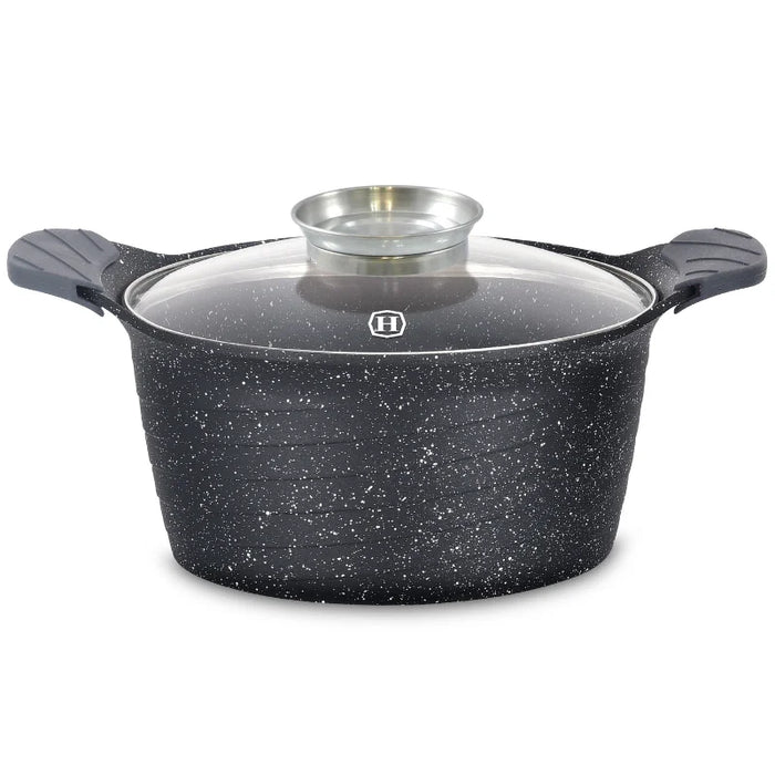 Herzog HR-5224: Cazuela revestida de mármol de 32 cm con pomo aromático - 10,2 L