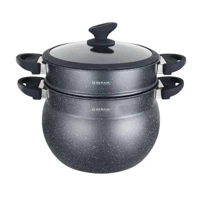 Herzog HR-2006: Olla para cuscús revestida de piedra negra - 5L