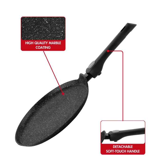 Herzog HR-3615: Sartén para crepes de mármol de 28 cm con mango desmontable