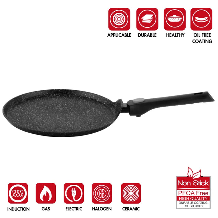 Herzog HR-3615: Sartén para crepes de mármol de 28 cm con mango desmontable
