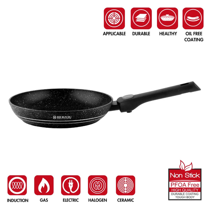 Herzog HR-3624: Sartén revestida de mármol de 24 cm con mango desmontable