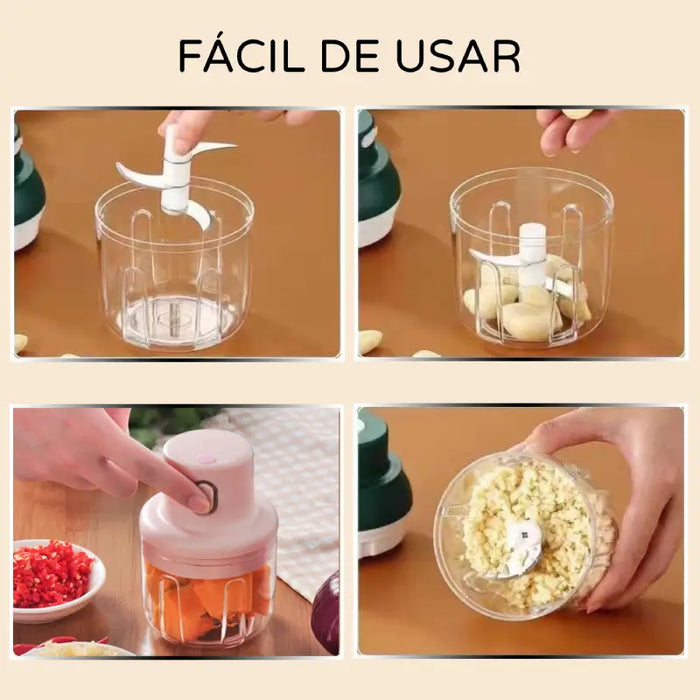 Picadora de alimentos inalámbrica portátil de 250 ml con cuchilla de acero inoxidable | BronKitchen© - Bronmart