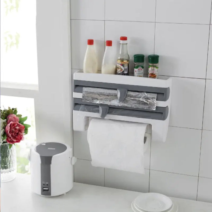Soporte de rollo de cocina montado en la pared, film transparente y papel de aluminio | BronKitchen© - Bronmart