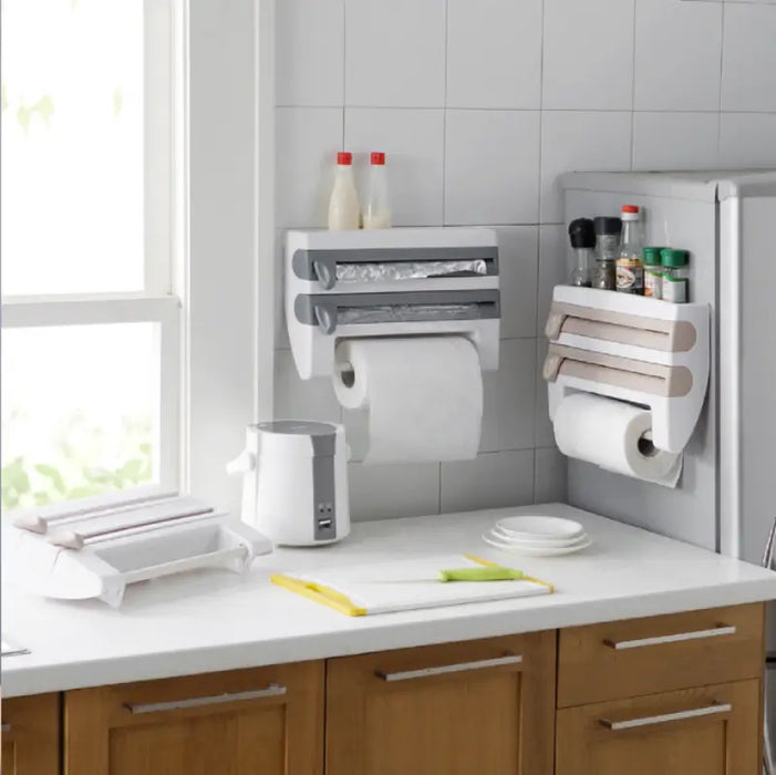 Soporte de rollo de cocina montado en la pared, film transparente y papel de aluminio | BronKitchen© - Bronmart