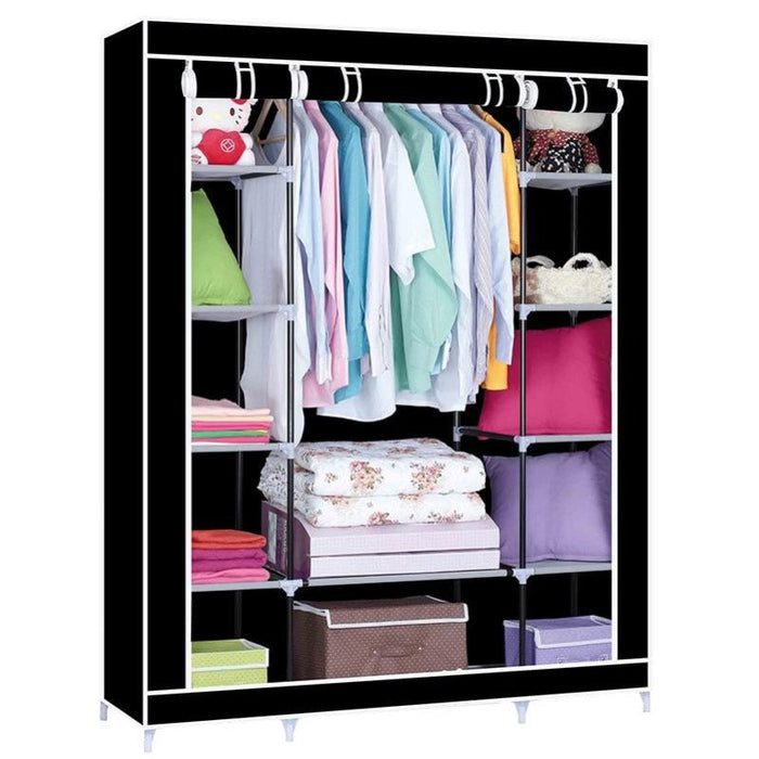 Armario de tela para ropa, organizador ropero plegable - Grande Negro | BronHome©