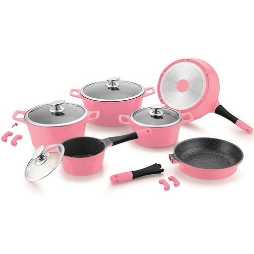 Bateria de cocina, utensilios de cocina con revestimiento de mármol 14 piezas | BronKitchen©