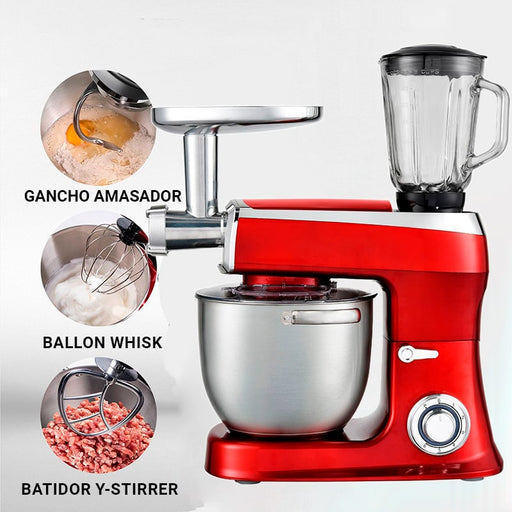 Amasadora,Robot,de,Cocina,3,en,1,Batidora,Picadora,de,Carne,2100W,Color,rojo,BronKitchen©,