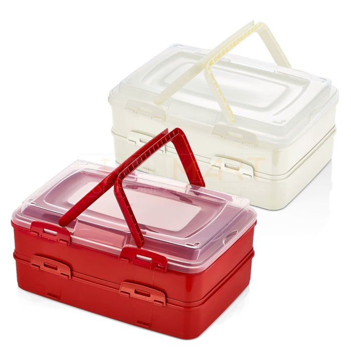 Caja ,dobe,de transporte ,para pasteles _ BronKitchen©,Recipiente para fiestas con 2 niveles e inserto de elevación - Caja de transporte para pasteles para alimentos - Recipiente para pasteles con asas,porta tartas, porta tartas, porta tartas, porta tartas cristal, porta tartas carton, porta tarjetas de tela, porta tartas el corte ingles, porta tartas rectangular, caja porta tartas, como hacer un porta tartas de tela, portail ac tartas,