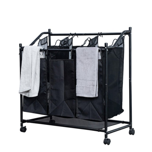 Cesto-para-la-Colada, Carrito-de-Lavandería-con-4-Bolsas-Extraíbles,Carro-de-la-Ropa, Organizador-de-Juguetes-con-Ruedas, Robusto,Organizador-de-Cestas-de-Ropa-Con-Ruedas,BronHome©