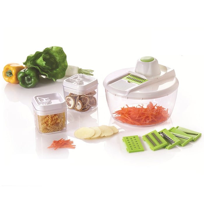 Cortadora-de-verduras-con-2-recipientes-de-almacenamiento-BronKitchen©,Cortador-de-Verdura-Mandolina-de-Verduras-Multifuncional,Cocina-Slicer-10-Cuchillas,Separador-de-huevos-para-tomate, patata, berenjena, queso, rebanador, rallador, trituradora,cortador-de-verduras-con-cuchilla-giratoria, cortador-espiral patatas, fideos, utensilios-de-cocina,bronmart-españa