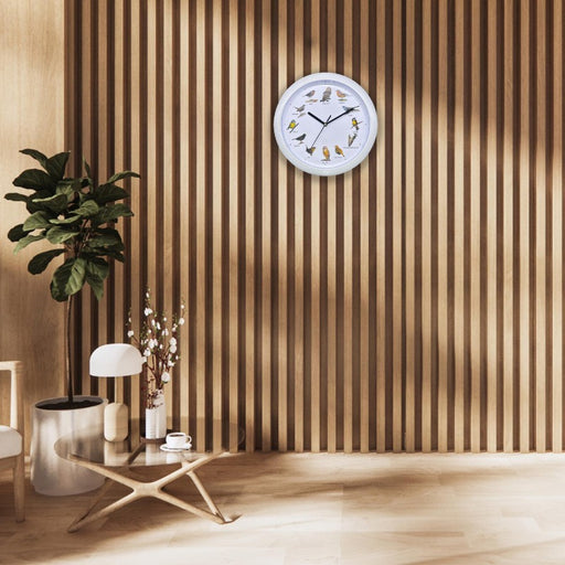 Reloj de pared con sonido de pájaros Europeos - Blanco | BronHome© -Bronmart