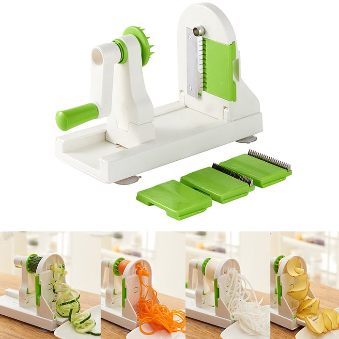 Juego de espiralizador de verduras BronKitchen©, Cortador de Pasta Veggie plegable, cortador de Pasta de verduras con cuchilla giratoria, cortador espiral patatas, fideos, utensilios de cocina, bronmart españa