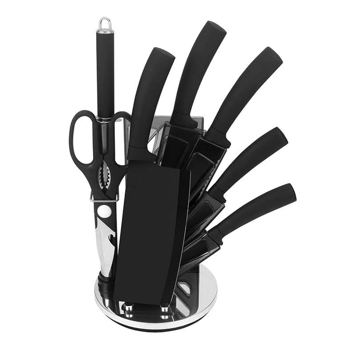 Juego,de,cuchillos,de,8,piezas,con,soporte,de,acrílico-Negro,BronKitchen©,kss600,comprar,cuchillos,cuchillos,carne,cuchillos,de,carne,cuchillos,mesa,cuchillos,para,carne,set,de,cuchillos,zwilling,cuchillos,juegos,de,cuchillos