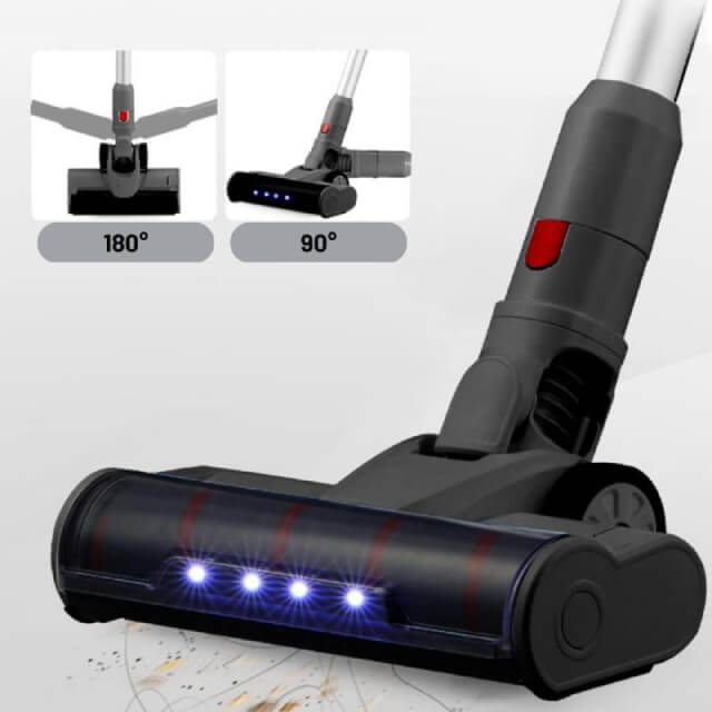 foto de las luces led de la Aspiradora escoba sin cables Just Perfecto color negro 3 en 1 - 160W | BronHome©
