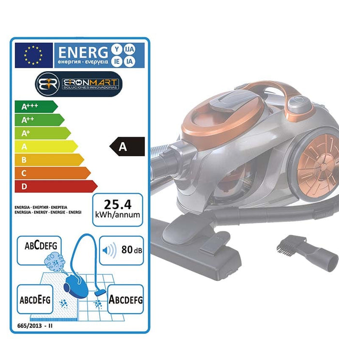 Aspiradora Sin Bolsa Multi-ciclón 2.5L, 1200 W, ABS, acero inoxidable | BronHome©-