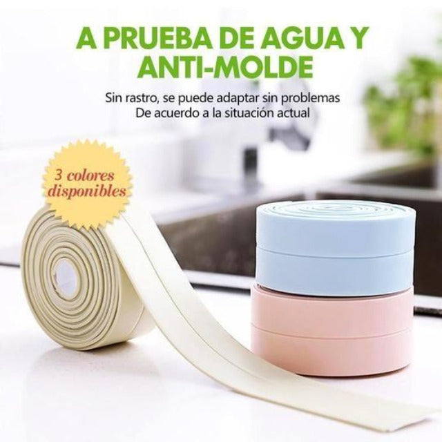 baño, ducha, fregadero, cinta de sellado de baño, cinta adhesiva blanca de PVC para pared impermeable, autoadhesiva para baño, cocina