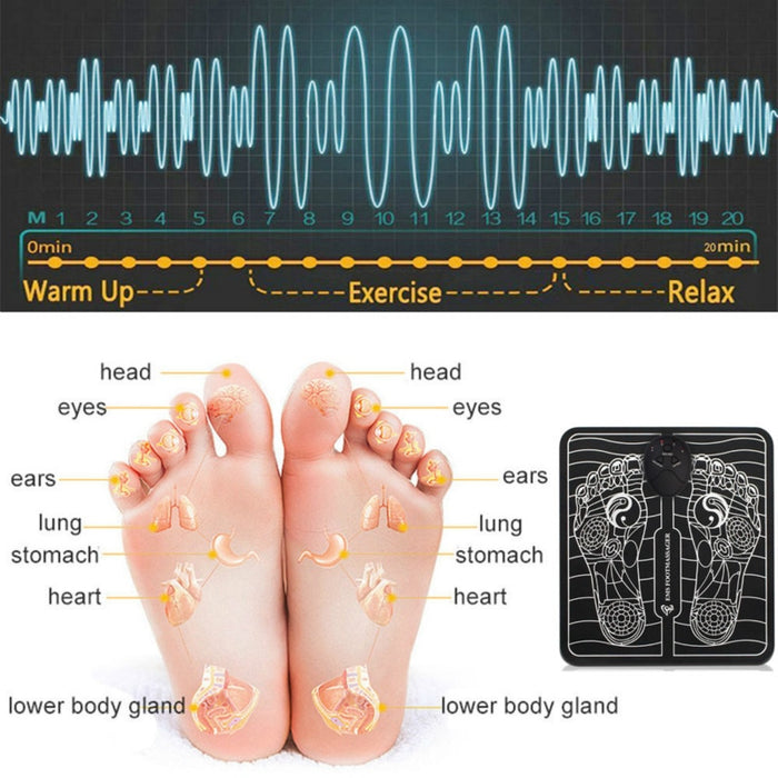 Masajeador de pies eléctrico EMS, estimulador muscular de pies, alfombrilla de masaje para pies, mejora la circulación sanguínea, alivia el dolor, cuidado de la salud