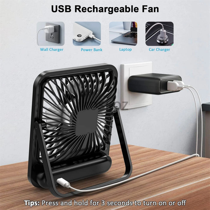 Opvouwbare USB-oplaadbare bureaufan met 5 snelheden en digitaal display | BronAir©