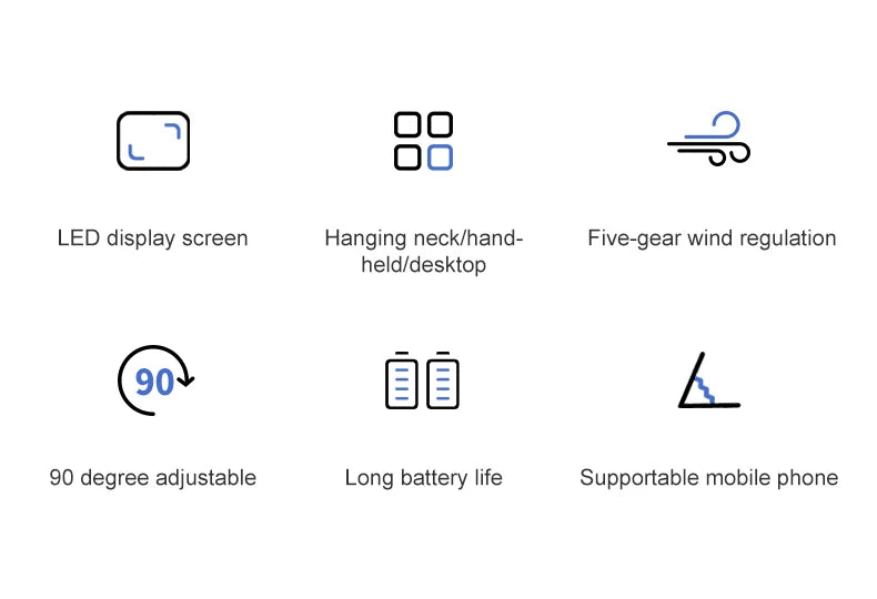 Handsfree Nekventilator Opvouwbaar USB Oplaadbaar 5 Snelheden | BronAir©
