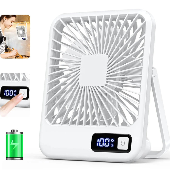 Opvouwbare USB-oplaadbare bureaufan met 5 snelheden en digitaal display | BronAir©