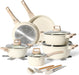Batería de Cocina Granito 15 Piezas Just Perfecto – Beige Antiadherente con Tapas
