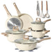 Batería de Cocina Granito 15 Piezas Just Perfecto – Beige con Tapas y Utensilios